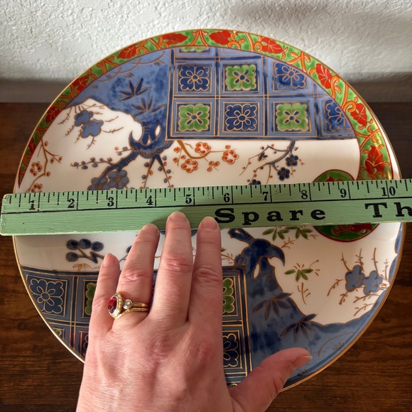 Kutani Brocade Pedestal Cake Stand Japanese Porcelain Footed Plate - Picture 11 of 11